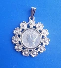 Vintage 90% Silver U.S. 1945 Mercury Dime  with Silver Tone Pendant Charm