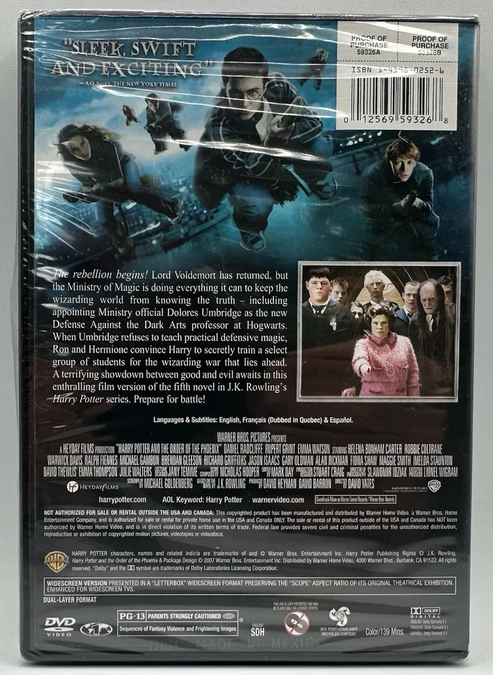 Harry Potter and the Order of the Phoenix DVD Widescreen Daniel Radcliffe 2007 - Image 2 of 3