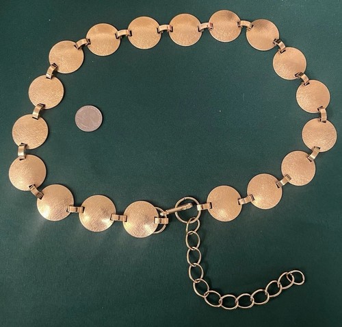 VINTAGE Mod Golden Metal Discs Chain Belt Small - Picture 15 of 18