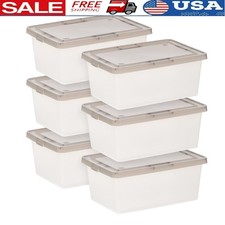 Stackable Storage Bins W/ Lids Plastic Containers Home Office Organization New