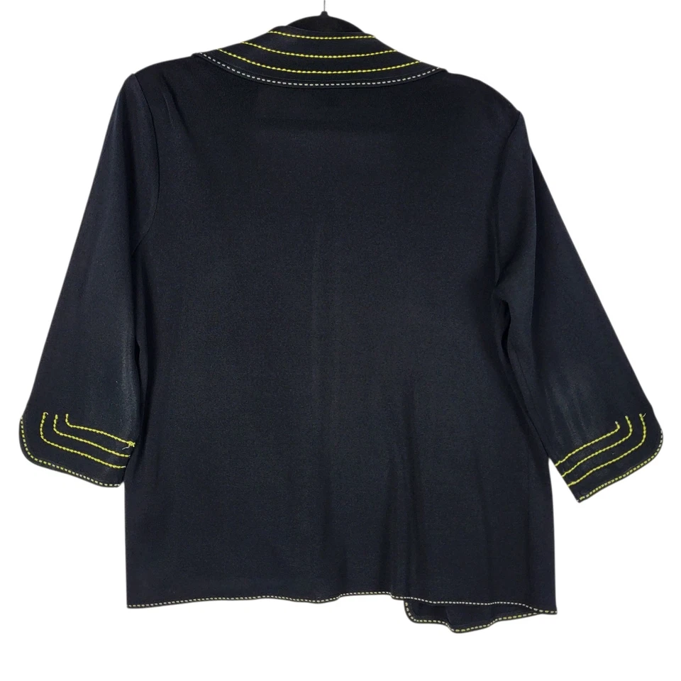 Chaqueta Blazer Ming Wang Para Mujer Pequeña Grande Negra Amarilla Costura Cuello Foto 2 de 4