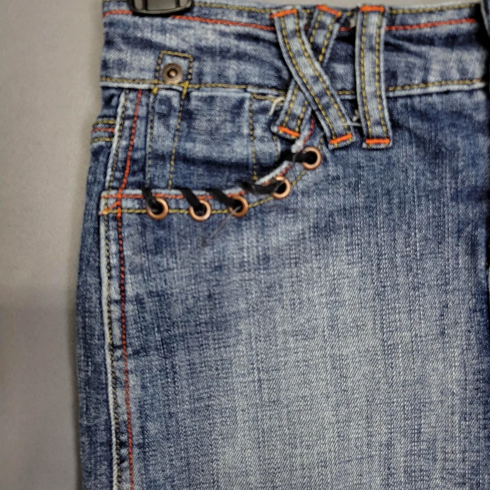 Falda Casa de Muñecas Niñas 10 Denim Mini Lentejuelas Mariposa Bolsillos con Cordones Envejecida Foto 4 de 4