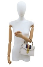 Gucci Sylvie Top Handle Bag Mini W/Gold Hardware Light Calfskin Leather