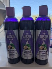 Image of 3 x Aussie SOS Blonde & Hydrate Purple Shampoo for Bleached / Grey Hair 300ml