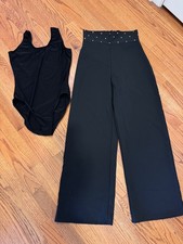 tap dance pants, black size, small adult with leotard