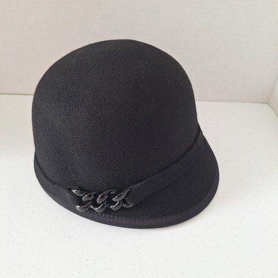 Nine West Black Cloche Hat Wool