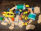 Vintage VTG 1992 Fisher-Price Geo Flip Track Train Car Set Railroad Road Set
