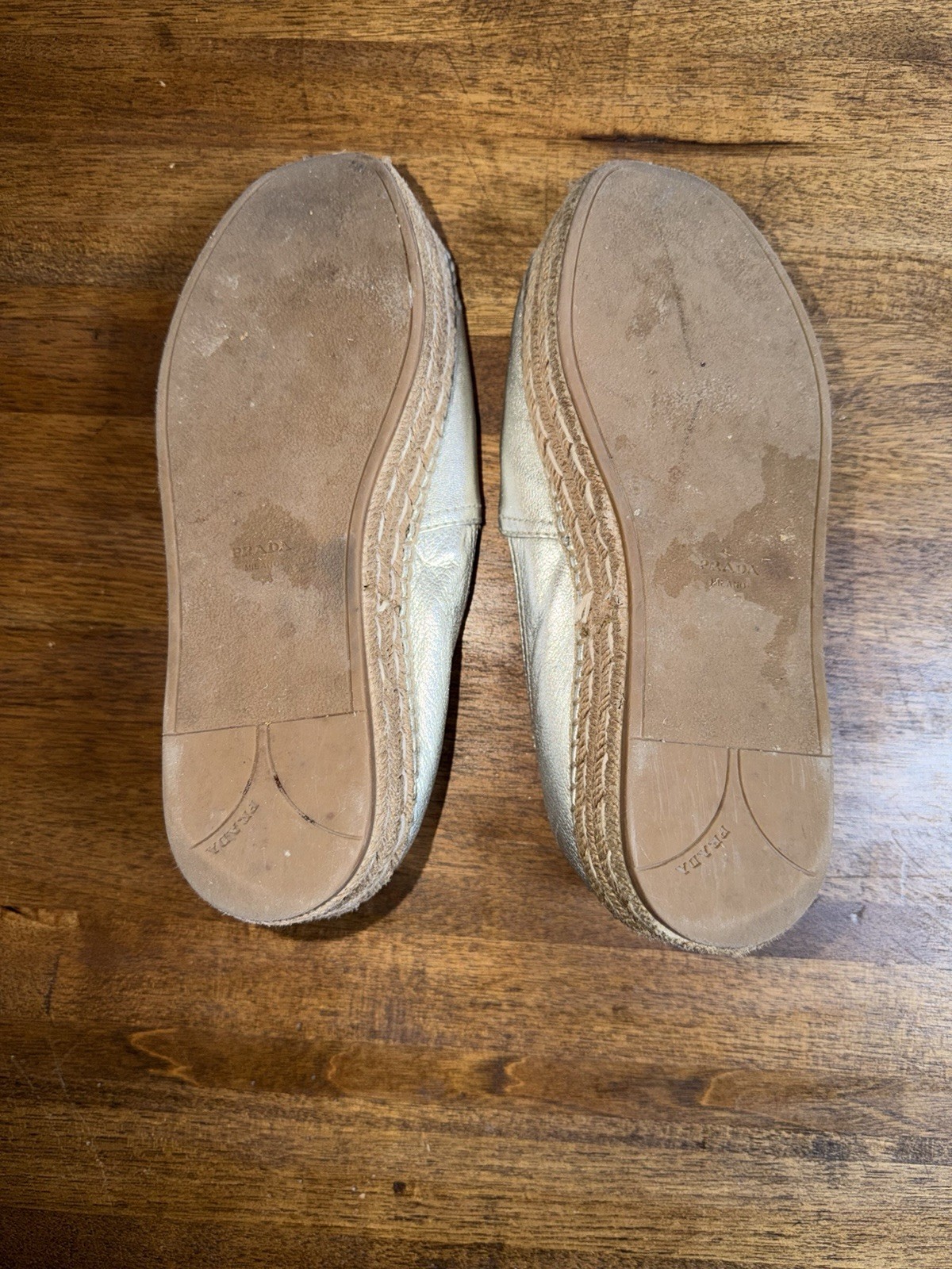 Prada Metallic Leather Peep Toe Espadrilles Platform   Casual Chic Resort 8.5 thumbnail 7