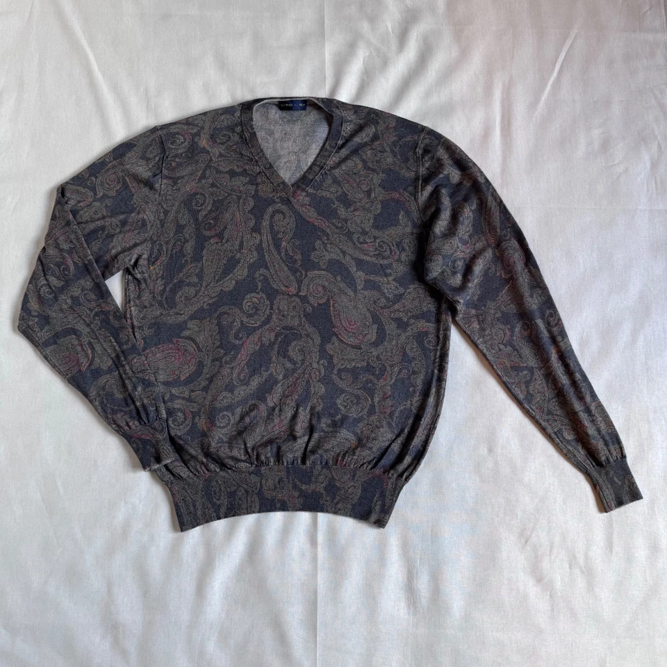Suéter Etro Cuello en V Seda y Cachemira Ligero Estampado Paisley Mujer Talla L Foto 2 de 4