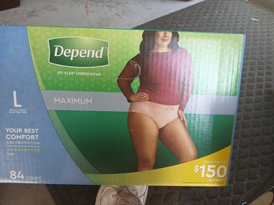 Large Women's Depend Maximum. Protection Underwear 84 per Case