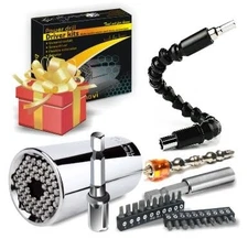 Universal Socket Wrench Set Home Tool Kit, Screwdriver Bit Set, Multi-Purpose...