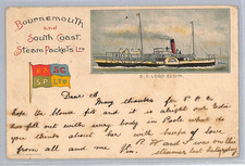 GB KEVII Ship *Lord Elgin* PADDLE-STEAMER Postcard 1905 FLAG Hants/Dorset XG331