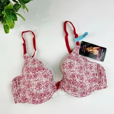 Maidenform One Fab Fit Everyday Demi Underwire Bra Rose Pattern Size 34C