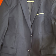 Men s Blue S Regular Blazer Single-Breasted Two-Button Notch Lapel Solid 1pc