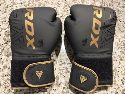 RDX Boxing Gloves Black Gold Training Sparring Gloves Hook and Loop Quadro Dome