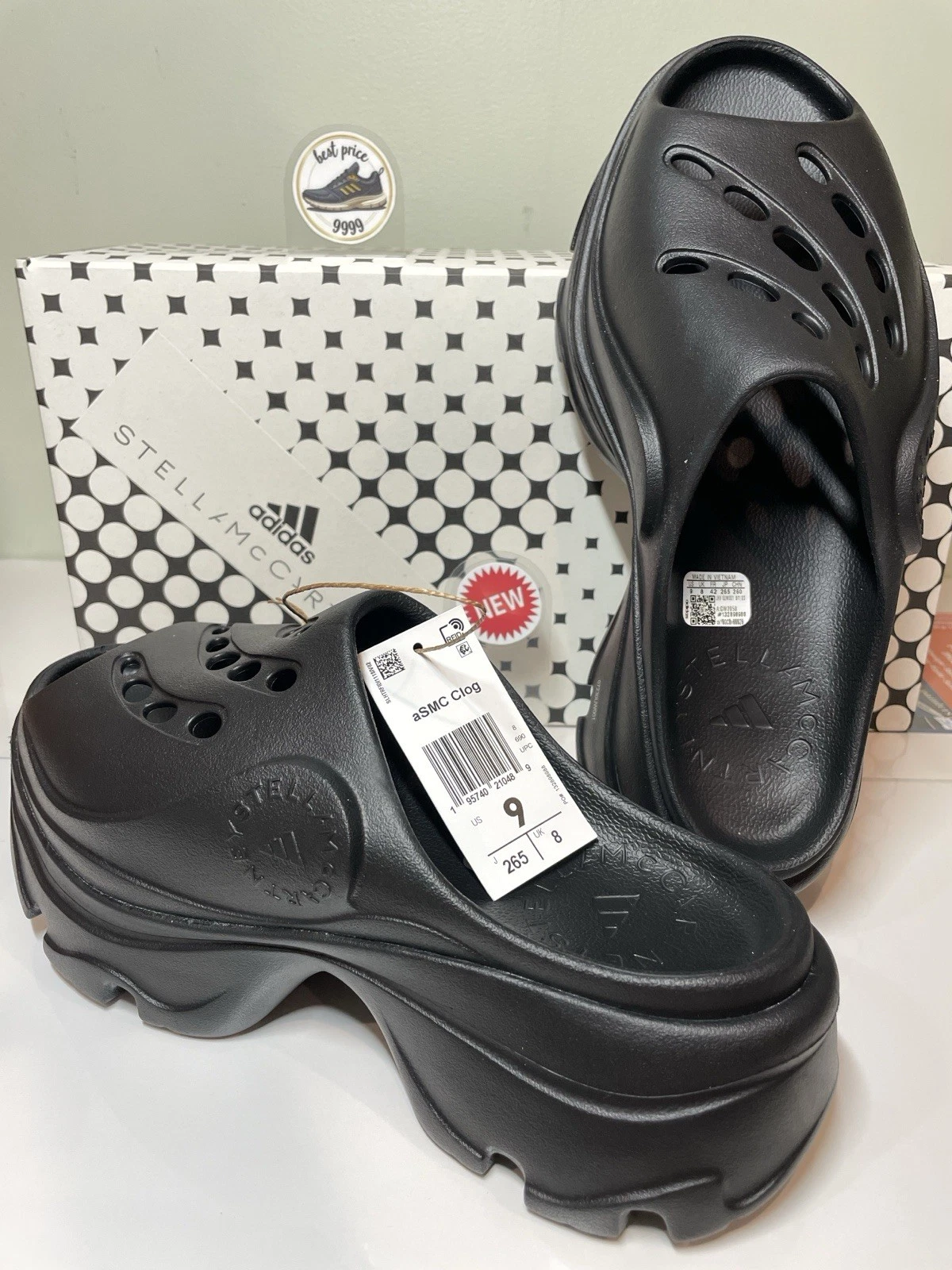 Adidas Taglia 9 Zoccoli Donna aSMC di Stella McCartney Nero GW2050 Nuovi