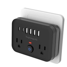 Surge Protector Outlet Extender, Multi Plug Splitter with 2 Electrical Black