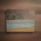 AY Seascape Mountain Beach Landscape Painting on Canvas, Medium, Signed — photo 1