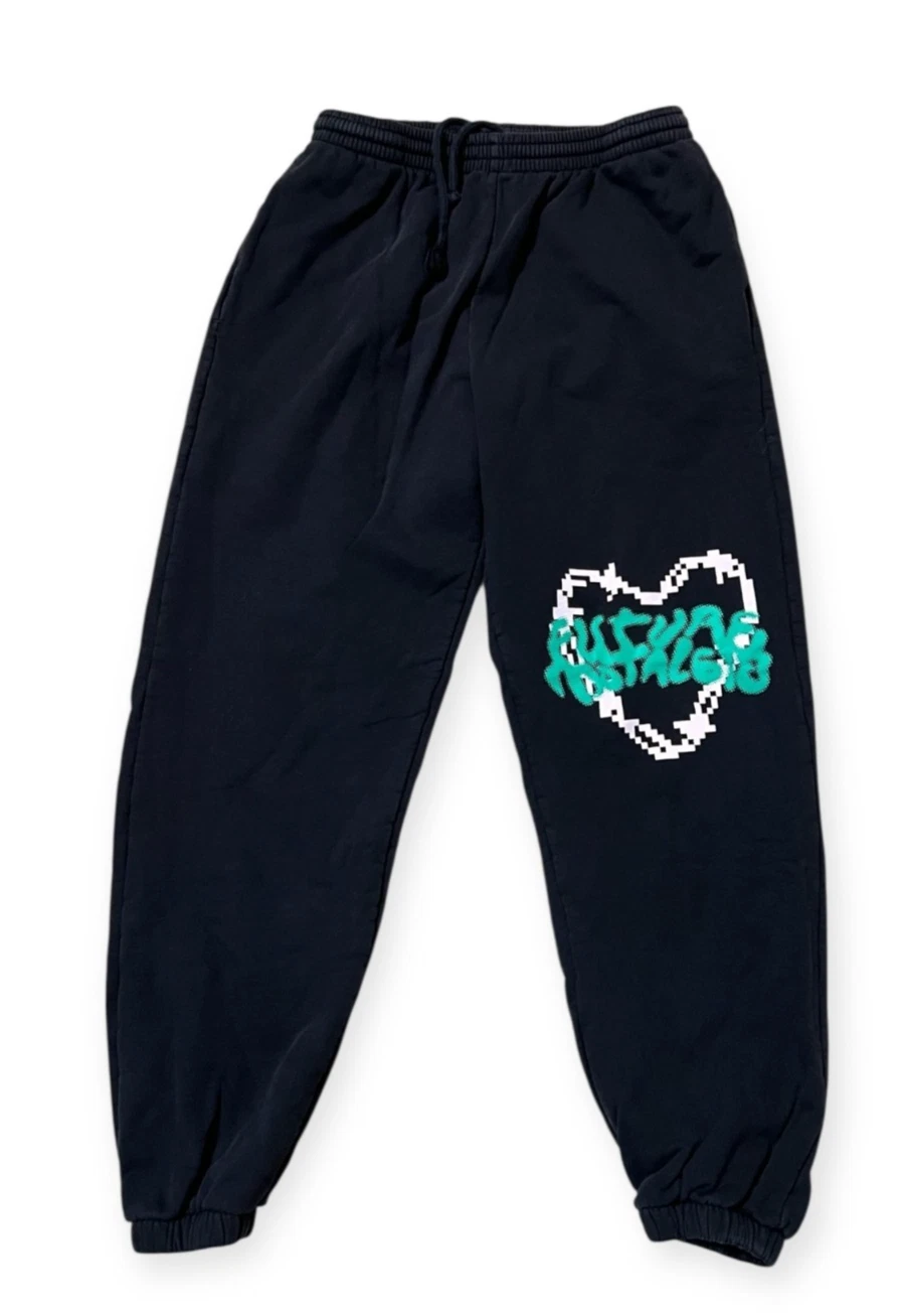 PANGAIA Sweatpants Black Green Pixel Heart Joggers Organic Cotton Unisex