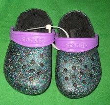 Crocs Infant Girl's Classic Littles Clogs Purple Glitter SZ 7