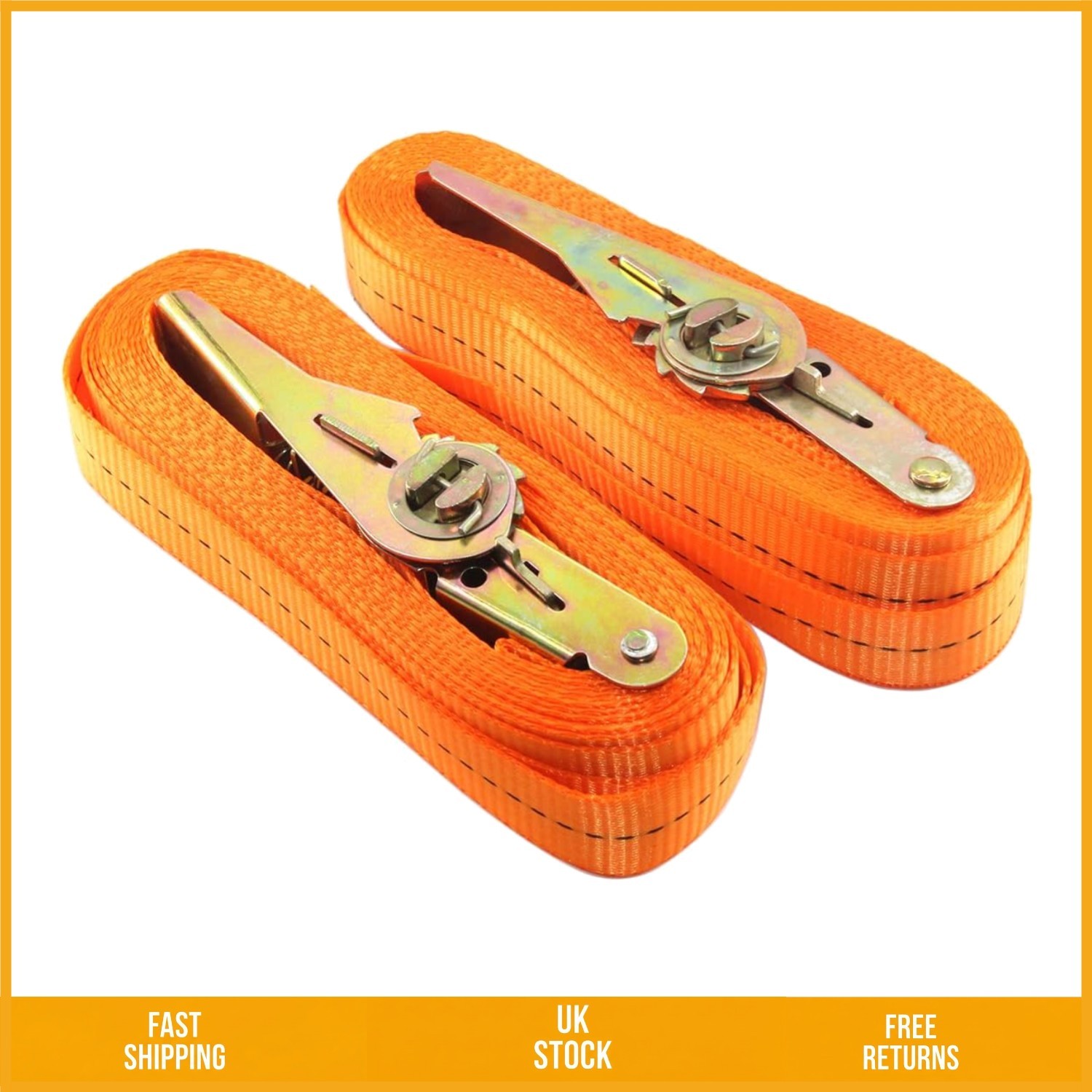 Durable Heavy Duty Ratchet Tie Down Straps 800kg Load Lashing Belts 5m 2pcs
