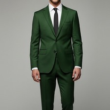 Men's Slim Fit Suit Green Formal Wedding Groom Tuxedo Prom Party Business Suit