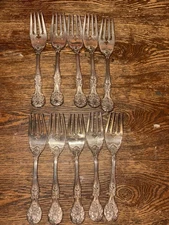 INTERNATIONAL F.B ROGERS French Rose 10 Small Forks Silver Plated 