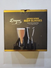 BEER GLASSES Insulated Double Walled Glass Set of 2 13.5oz By DRAGON GLASSWARE
