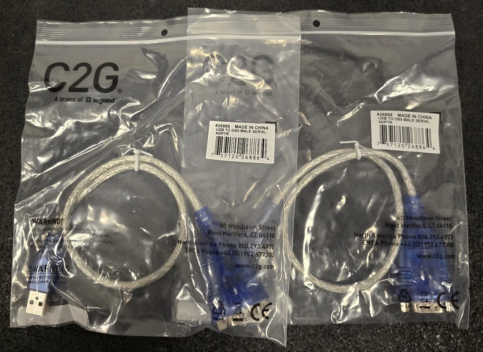 Cable adaptador serie macho C2G 26886 USB a DB9 RS232 1,5 pies cable adaptador ~ nuevo Foto 2 de 3