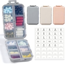 14 Grid Pill Organizer Box with Labels Travel Medication Holder Dispenser Case