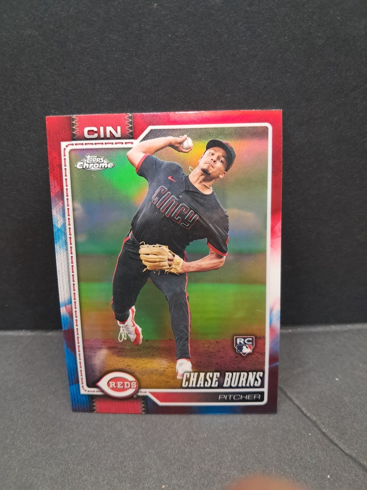 2026 Topps Chrome CHASE BURNS #134 Red White Blue Refractor Cincinnati Reds RC
