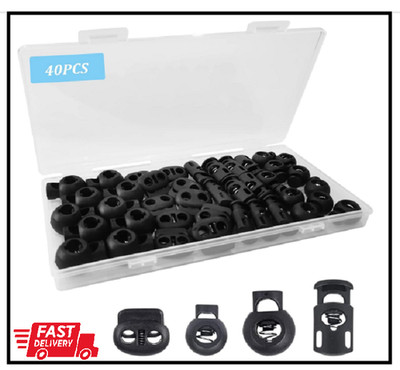 40Pcs Cord Lock, Plastic Cord Locks for Drawstrings, Black Spring Toggle Stop...