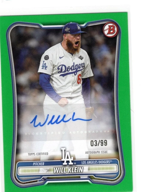 2026 Bowman Will Klein Green Paper Auto RC /99 Dodgers