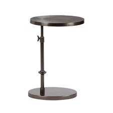 Kate and Laurel Engles Adjustable-Height Oval C-Table 15 x 10 x 28 Gray Gunmetal
