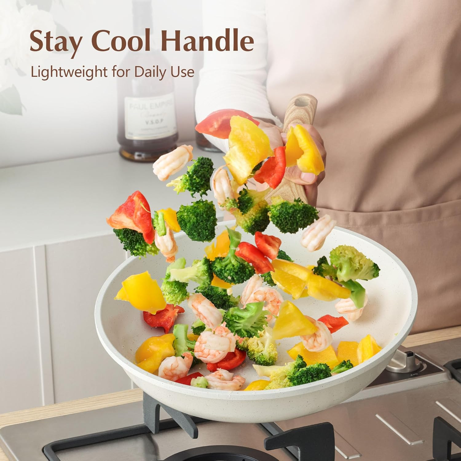 SENSARTE Nonstick Ceramic Frying Pan with Lid 8/9.5/10/11/12.5 Inch Omelet Pan S