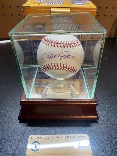 Pete Rose Signed Autographed Baseball Steiner COA w/ Glass Display Case