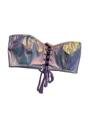 Strapless Iridescent Purple Lace Up Boned Corset Top Size M Festival
