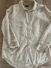 Quince 100% Linen Shirt Women’s Long Sleeve Collared Tan Minimalist VTG