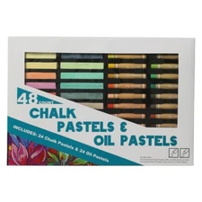 Artist Chalk Pastels & Oil Pastels 48-Count Set Art Supplies Painting Non Toxic