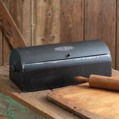 CTW  Vintage Style Black Metal Bread Box  ~~  NEW  ~~