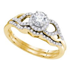 10kt Yellow Gold Womens Round Diamond Bridal Wedding Engagement Ring Band S