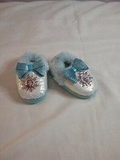 Disney Frozen II Toddler Slippers Anna Elsa Sequins Blue Silver S 5/6 Free Ship
