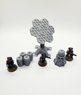 3d Printed Terrain Solar Array w/Energy Cells for Tabletop Gaming. 3D Wargaming 