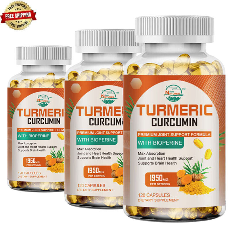 Turmeric Curcumin Highest Potency 95 1950mg with BioPerine Black