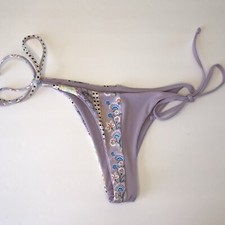 Zaful Purple Ribbed Teeny Bikini Bottoms Size 6/M