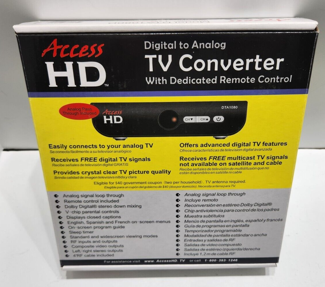 Access HD DTA1080 Digital To Analog TV Converter Box with Remote Control eBay
