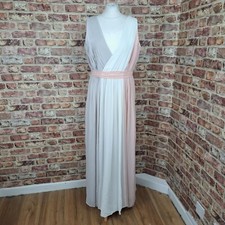 BARI JAY Evening Dress Maxi UK 18 Pink White Grey Flare Layered Party