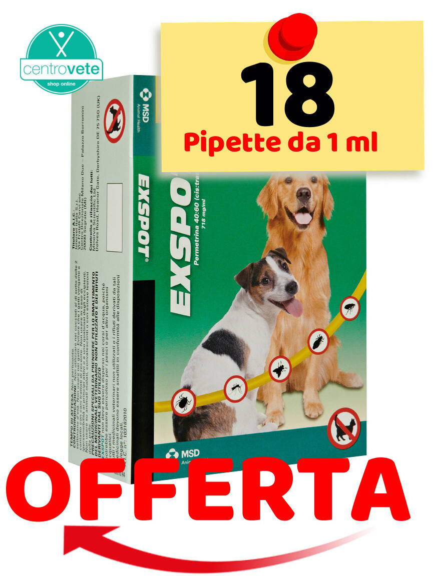 Msd Exspot 1 ml 6 / 12 / 18  Pipette per Cani da 2,5 kg a 40 kg Antiparassitario: 18 Pipette img