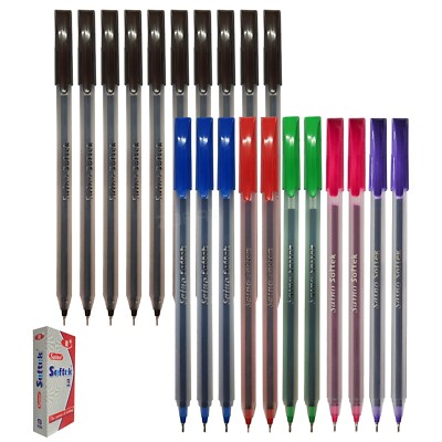 BLACK RED BLUE GREEN PINK VIOLET Ballpoint Pens SAINO Softek Fine  Ball Pen