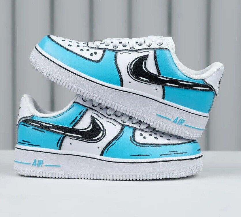 Custom Airforce 1 Blue and White Drip 